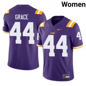 #44 Zach Grace Geaux Tigers Purple Jersey | Classic Swen Women Player Football Gear 19040992