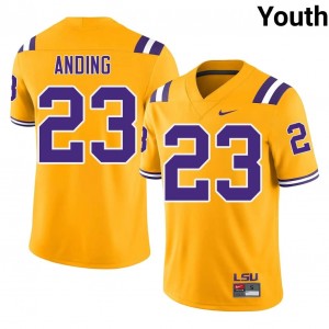 Officially Licensed Aidan Anding #23 LSU Gold Jersey | Youth University Football Embroidery Fan Gear 46826452