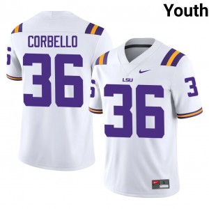 Aidan Corbello #36 LSU Tigers Jersey | Exclusive White College Football Youth Stitched 10001836