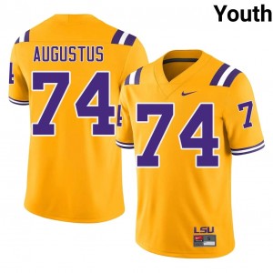 Gold Braden Augustus #74 Louisiana State Jersey | Youth High School Football Moisture Wicking Embroidery 62948807