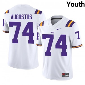 Durable Braden Augustus #74 LSU Tigers White Jersey | Youth University Football Stitched Fan Gear 80658257