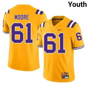 #61 Braelin Moore LSU Tigers Gold Jersey | Alumni Embroidery Youth Player Football Gear 68856921