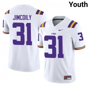 Durable CJ Jimcoily #31 Fighting Tigers White Jersey | Youth University Football Stitched Fan Gear 58686091