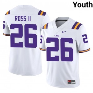 #26 Charles Ross II LSU White Jersey | Authentic Stitched Youth Player Football Gear 87756535