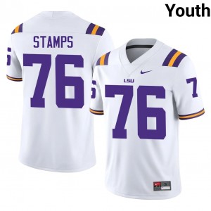 #76 Christian Stamps Geaux Tigers White Jersey | Classic Stitched Youth Player Football Gear 22563031