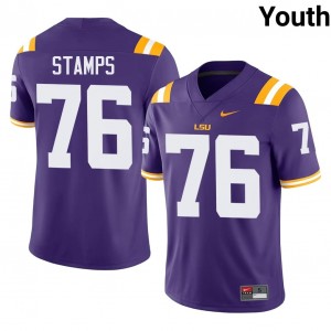 Purple Christian Stamps #76 LSU Tigers Jersey | Youth High School Football Moisture Wicking Stitch 18895109