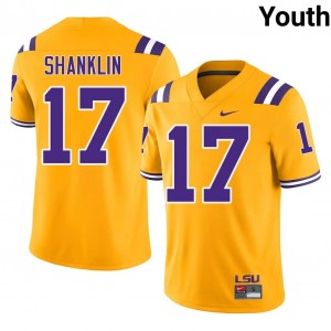 Gold Damien Shanklin #17 LSU Jersey | Youth High School Football Licensed Embroidery 96153958
