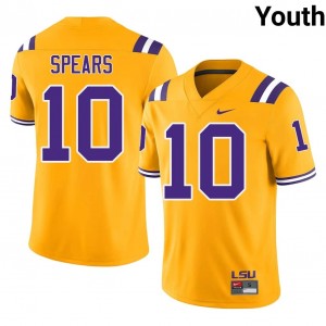 Gold Dashawn Spears #10 Fighting Tigers Jersey | Youth High School Football Fresh Embroidery 92152566