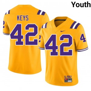 Geaux Tigers Davhon Keys #42 Gold Jersey | Essential Embroidery NCAA Football Youth Apparel 41135573