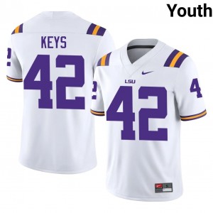 #42 Davhon Keys LSU Tigers White Jersey | Alumni Stitched Youth Player Football Gear 36512787