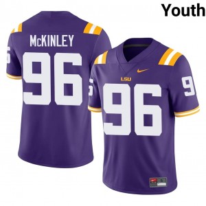 #96 Dominick McKinley LSU Purple Jersey | Authentic Stitch Youth Player Football Gear 17312927