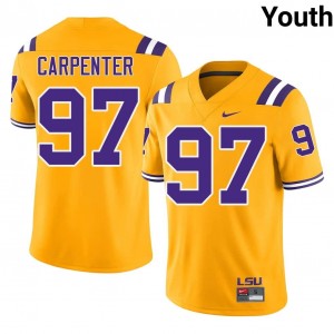 Durable Dylan Carpenter #97 LSU Tigers Gold Jersey | Youth University Football Embroidery Fan Gear 78379642