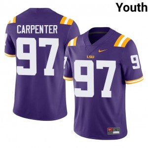 Geaux Tigers Dylan Carpenter #97 Purple Jersey | Essential Swen NCAA Football Youth Apparel 81489267