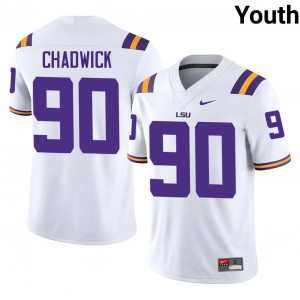 Officially Licensed Grant Chadwick #90 LSU White Jersey | Youth University Football Stitched Fan Gear 57009211
