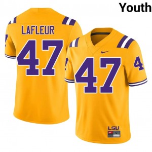 #47 JD LaFleur Geaux Tigers Gold Jersey | Classic Embroidery Youth Player Football Gear 36008749