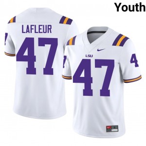 White JD LaFleur #47 Louisiana State Jersey | Youth High School Football Moisture Wicking Stitched 29317733