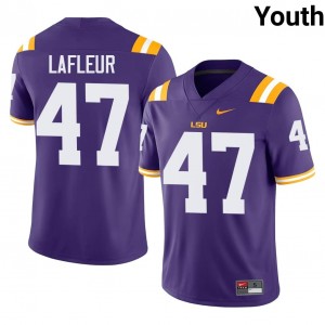 Durable JD LaFleur #47 LSU Tigers Purple Jersey | Youth University Football Swen Fan Gear 95807499
