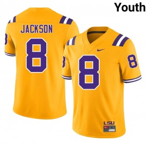 Elite Thread Ja'Keem Jackson #8 LSU Tigers Gold Jersey | Youth University Football Embroidery Fan Gear 24912531