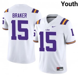 Jaiden Braker #15 LSU Jersey | Iconic White College Football Youth Stitched 26920624