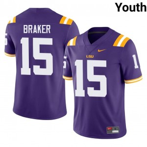 Geaux Tigers Jaiden Braker #15 Purple Jersey | Essential Swen NCAA Football Youth Apparel 76730809