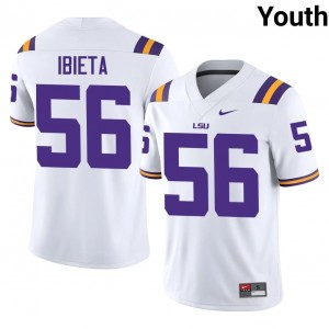 Elite Thread Jake Ibieta #56 LSU Tigers White Jersey | Youth University Football Stitched Fan Gear 67368292