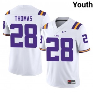 Geaux Tigers Jhase Thomas #28 White Jersey | Essential Stitched NCAA Football Youth Apparel 86778785