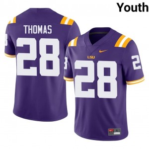 #28 Jhase Thomas LSU Tigers Purple Jersey | Alumni Stitch Youth Player Football Gear 94727132