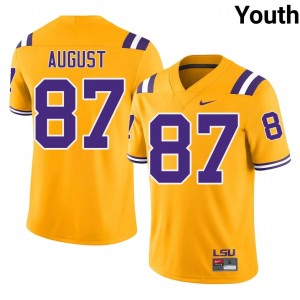 Elite Thread Joey August #87 LSU Tigers Gold Jersey | Youth University Football Embroidery Fan Gear 49607313