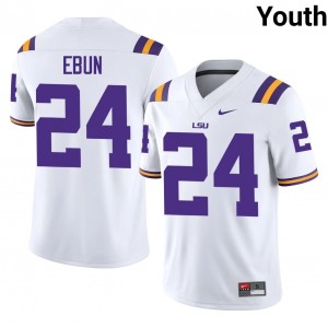 Elite Thread Joseph Ebun #24 Louisiana State White Jersey | Youth University Football Stitched Fan Gear 82424157