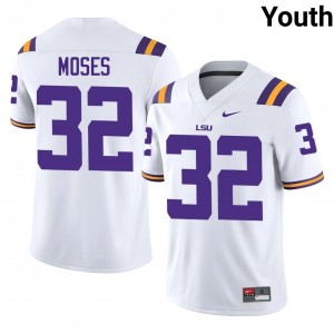 #32 Keylan Moses Geaux Tigers White Jersey | Classic Stitched Youth Player Football Gear 49299923