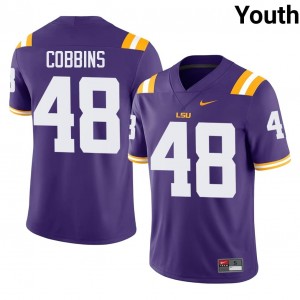 Purple Kolaj Cobbins #48 LSU Jersey | Youth High School Football Licensed Stitch 43630736