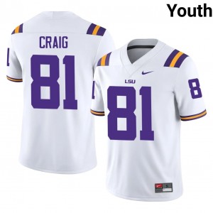 LSU Tigers Landon Craig #81 White Jersey | Genuine Stitched NCAA Football Youth Apparel 28948284