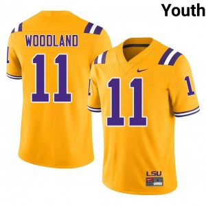 #11 PJ Woodland LSU Gold Jersey | Authentic Embroidery Youth Player Football Gear 81084091