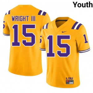 Phillip Wright III #15 Louisiana State Jersey | Gameday Gold College Football Youth Embroidery 71533083