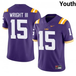 #15 Phillip Wright III LSU Purple Jersey | Authentic Stitch Youth Player Football Gear 98998598