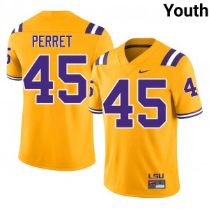 Durable Sean Perret #45 Fighting Tigers Gold Jersey | Youth University Football Embroidery Fan Gear 75074356