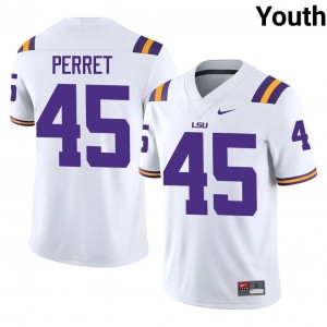 Sean Perret #45 LSU Jersey | Iconic White College Football Youth Stitched 28685719