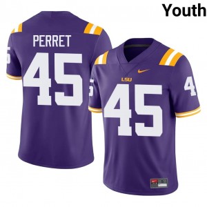 Geaux Tigers Sean Perret #45 Purple Jersey | Essential Swen NCAA Football Youth Apparel 67164300