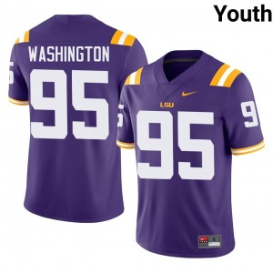 Purple Shone Washington #95 LSU Tigers Jersey | Youth High School Football Fresh Swen 64678888