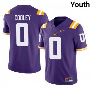Purple Tamarcus Cooley #0 LSU Tigers Jersey | Youth High School Football Moisture Wicking Stitch 48570021