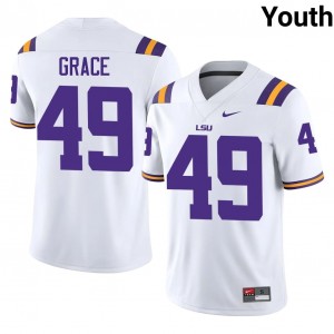 LSU Theo Grace #49 White Jersey | Pro Cut Stitched NCAA Football Youth Apparel 24205195