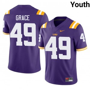 #49 Theo Grace Geaux Tigers Purple Jersey | Classic Swen Youth Player Football Gear 36976374