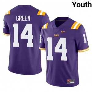 Purple Trey'Dez Green #14 LSU Tigers Jersey | Youth High School Football Fresh Swen 97152537