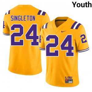 #24 Tylen Singleton Louisiana State Gold Jersey | Alumni Embroidery Youth Player Football Gear 27532253