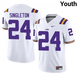 White Tylen Singleton #24 LSU Tigers Jersey | Youth High School Football Fresh Stitched 64713226