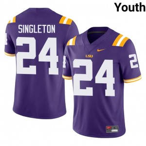 Officially Licensed Tylen Singleton #24 LSU Purple Jersey | Youth University Football Stitch Fan Gear 62985409