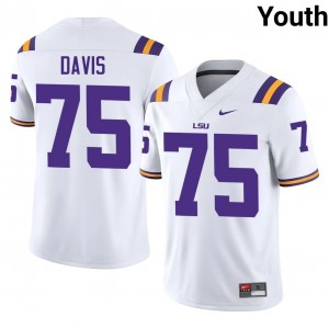 White Weston Davis #75 LSU Jersey | Youth High School Football Licensed Stitched 17016630
