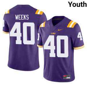 Elite Thread Whit Weeks #40 LSU Tigers Purple Jersey | Youth University Football Stitch Fan Gear 30032178
