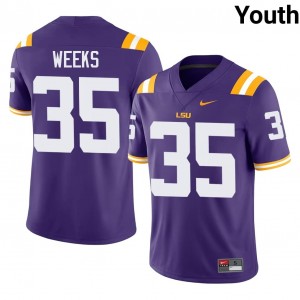 #35 Zach Weeks LSU Tigers Purple Jersey | Elite Swen Youth Player Football Gear 29603408