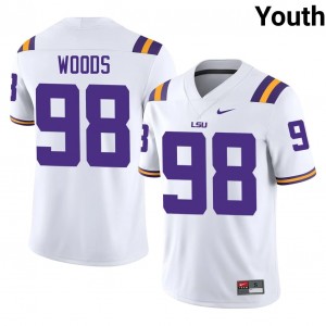 Fighting Tigers Achilles Woods #98 White Jersey | Premium Stitched NCAA Football Youth Apparel 89681069